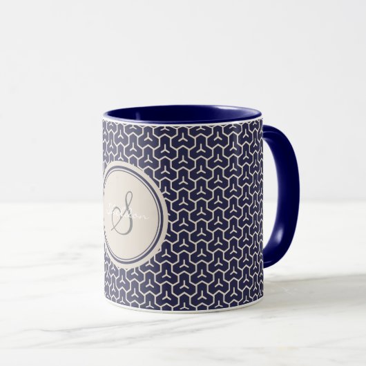 Abstraktes geometrisches Mustermonogramm der Tasse (VorderseiteRechts)