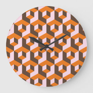 Abstraktes geometrisches nahtloses Design. Große Wanduhr