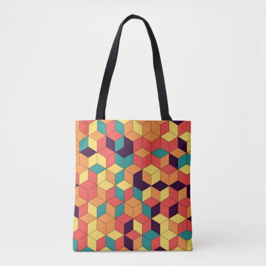 Abstraktes geometrisches nahtloses Farbkubenmuster Tasche (Vorderseite)