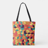 Abstraktes geometrisches nahtloses Farbkubenmuster Tasche (Rückseite)