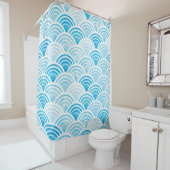 Abstraktes geometrisches nahtloses Muster mit blau Duschvorhang (Beispiel)