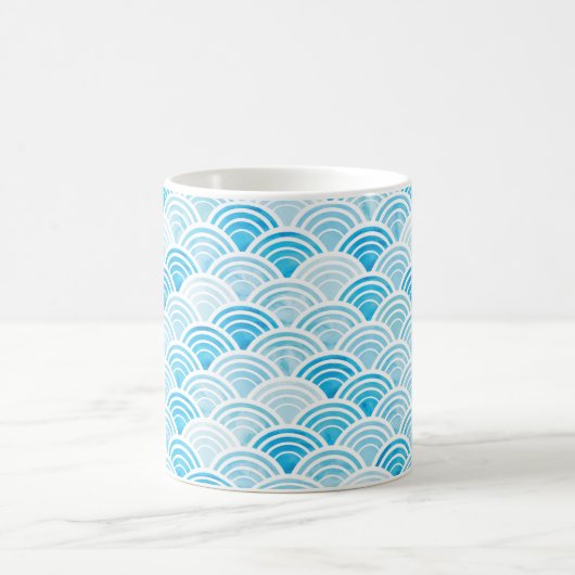 Abstraktes geometrisches nahtloses Muster mit blau Kaffeetasse (Mittel)