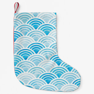 Abstraktes geometrisches nahtloses Muster mit blau Kleiner Weihnachtsstrumpf