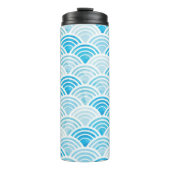 Abstraktes geometrisches nahtloses Muster mit blau Thermosbecher (Vorderseite)