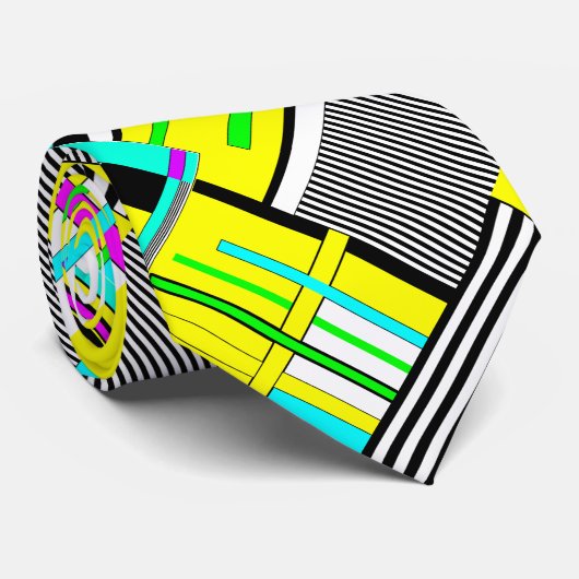 Abstraktes geometrisches Neonmuster Krawatte (Gerollt)