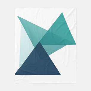 Abstraktes Geometrisches Origami Türkisblau Fleecedecke