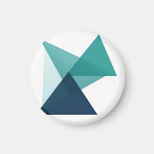 Abstraktes geometrisches Origami Türkisblau Magnet