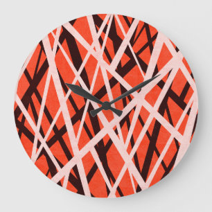 Abstraktes geometrisches Papier: Hochformat Große Wanduhr