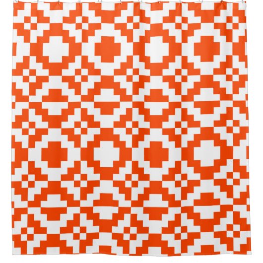 Abstraktes geometrisches, pixeliges Muster. Mos Duschvorhang (Vorderseite)