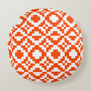 Abstraktes geometrisches pixeliges nahtloses Muste Rundes Kissen