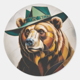 Abstraktes geometrisches Portrait des kubistischen Runder Aufkleber