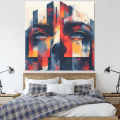 Abstraktes geometrisches Porträt Leinwanddruck (Insitu (Schlafzimmer))