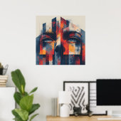 Abstraktes geometrisches Porträt Poster (Heimbüro)