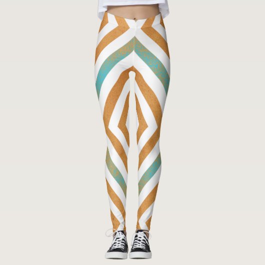 Abstraktes geometrisches Quadrat-Design Leggings (Vorderseite)