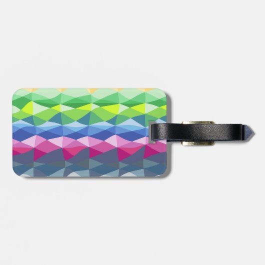 Abstraktes geometrisches Regenbogenmuster Gepäckanhänger (Rückseite horizontal)
