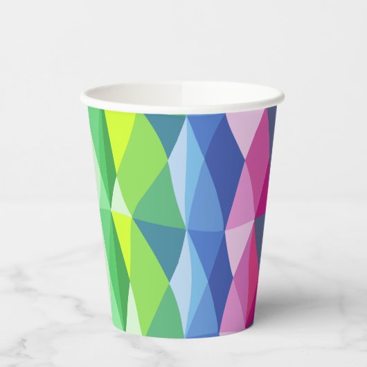Abstraktes geometrisches Regenbogenmuster Pappbecher (Links)