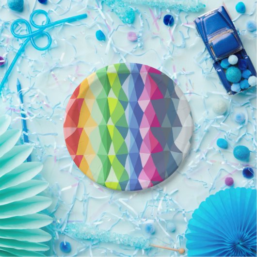 Abstraktes geometrisches Regenbogenmuster Pappteller (Party)