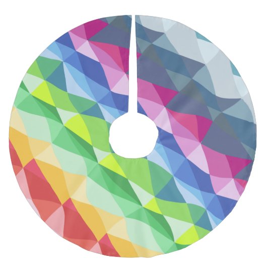 Abstraktes geometrisches Regenbogenmuster Polyester Weihnachtsbaumdecke (Vorderseite)