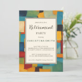 Abstraktes geometrisches Retro-Party für spieleris Einladung (Stehend Vorderseite)