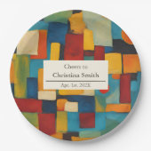 Abstraktes geometrisches Retro-Party für spieleris Pappteller (Vorderseite)