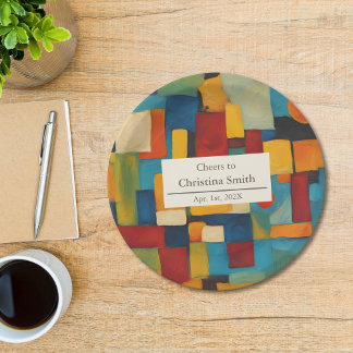 Abstraktes geometrisches Retro-Party für spieleris Pappteller