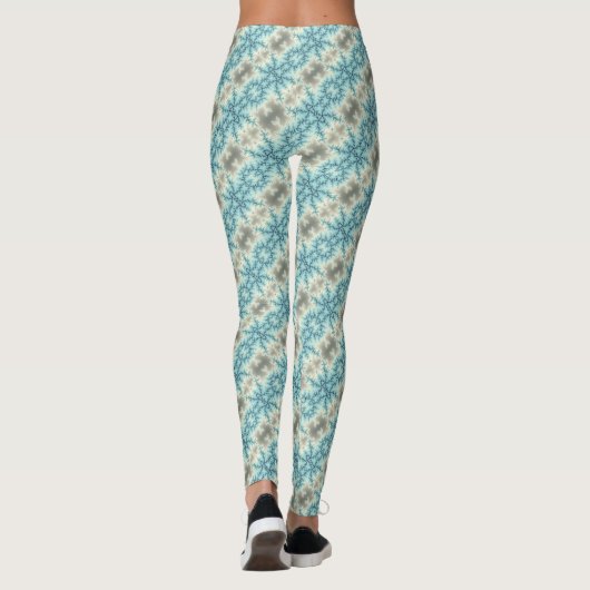Abstraktes geometrisches Schneeflockenmuster Leggings (Rückseite)