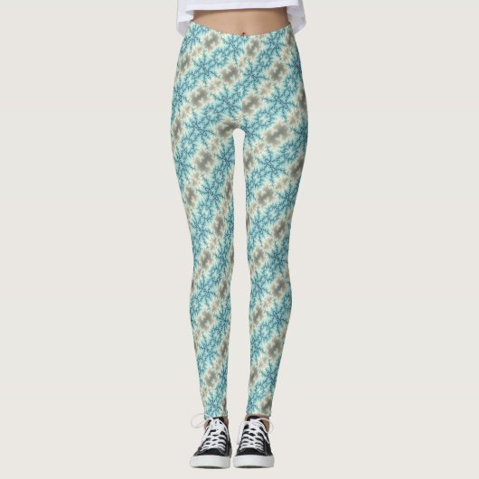 Abstraktes geometrisches Schneeflockenmuster Leggings (Vorderseite)