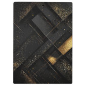 Abstraktes geometrisches Schwarz-Gold-Design Klemmbrett (Rückseite)