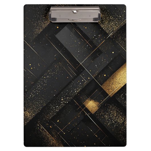 Abstraktes geometrisches Schwarz-Gold-Design Klemmbrett (Vorderseite)