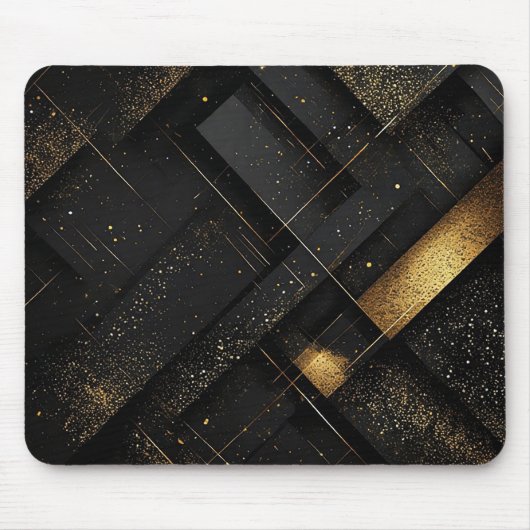 Abstraktes geometrisches Schwarz-Gold-Design Mousepad (Vorne)