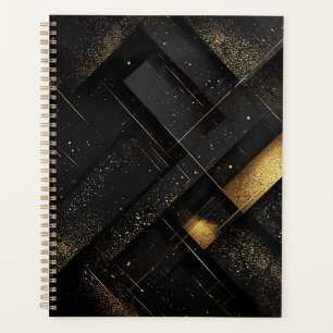 Abstraktes geometrisches Schwarz-Gold-Design Planer