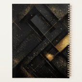 Abstraktes geometrisches Schwarz-Gold-Design Planer (Rückseite)