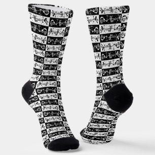 Abstraktes geometrisches Schwarz-Weiß-Muster – Han Socken