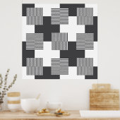 Abstraktes geometrisches Schwarz-Weiß-Muster Poster (Küche)