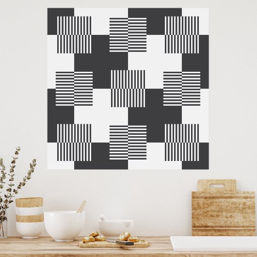 Abstraktes geometrisches Schwarz-Weiß-Muster Poster (Küche)