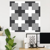 Abstraktes geometrisches Schwarz-Weiß-Muster Poster (Heimbüro)