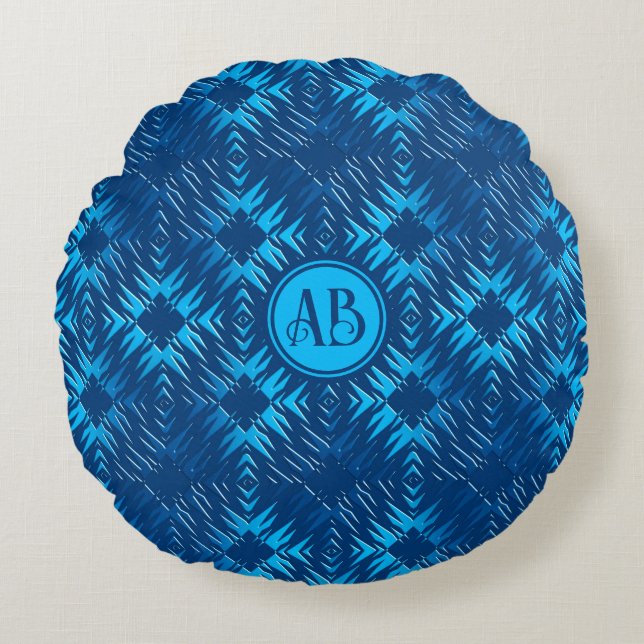 Abstraktes geometrisches Seemuster Rundes Kissen (Vorderseite)