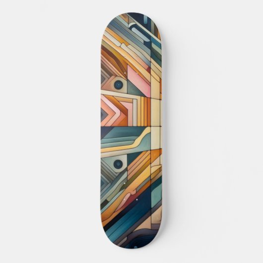 Abstraktes geometrisches Skateboard: fett, farbig Skateboard (Vorderseite)