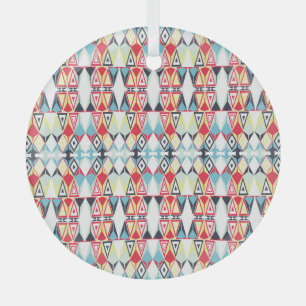 Abstraktes geometrisches Stammeslinienmuster Ornament Aus Glas