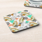 Abstraktes geometrisches tropisches Blatt-Muster Getränkeuntersetzer (Linke Seite)