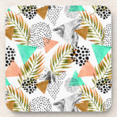 Abstraktes geometrisches tropisches Blatt-Muster Getränkeuntersetzer (Vorderseite)