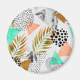 Abstraktes geometrisches tropisches Blatt-Muster Magnet