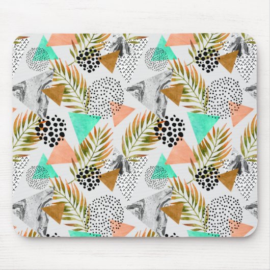 Abstraktes geometrisches tropisches Blatt-Muster Mousepad (Vorne)