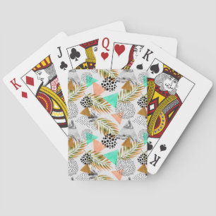 Abstraktes geometrisches tropisches Blatt-Muster Spielkarten
