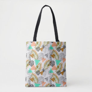 Abstraktes geometrisches tropisches Blatt-Muster Tasche