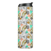 Abstraktes geometrisches tropisches Blatt-Muster Thermosbecher (Nach links gedreht)