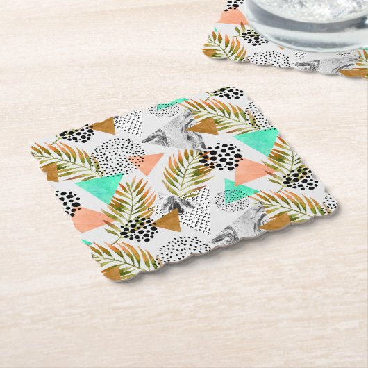 Abstraktes geometrisches tropisches Blatt-Muster Untersetzer (angewinkelt)