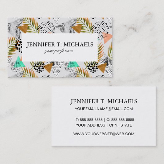 Abstraktes geometrisches tropisches Blatt-Muster Visitenkarte (Vorne/Hinten)