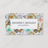 Abstraktes geometrisches tropisches Blatt-Muster Visitenkarte (Vorderseite)
