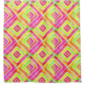 Abstraktes geometrisches Wasserfarbenfroh, rosa un Duschvorhang (Vorderseite)